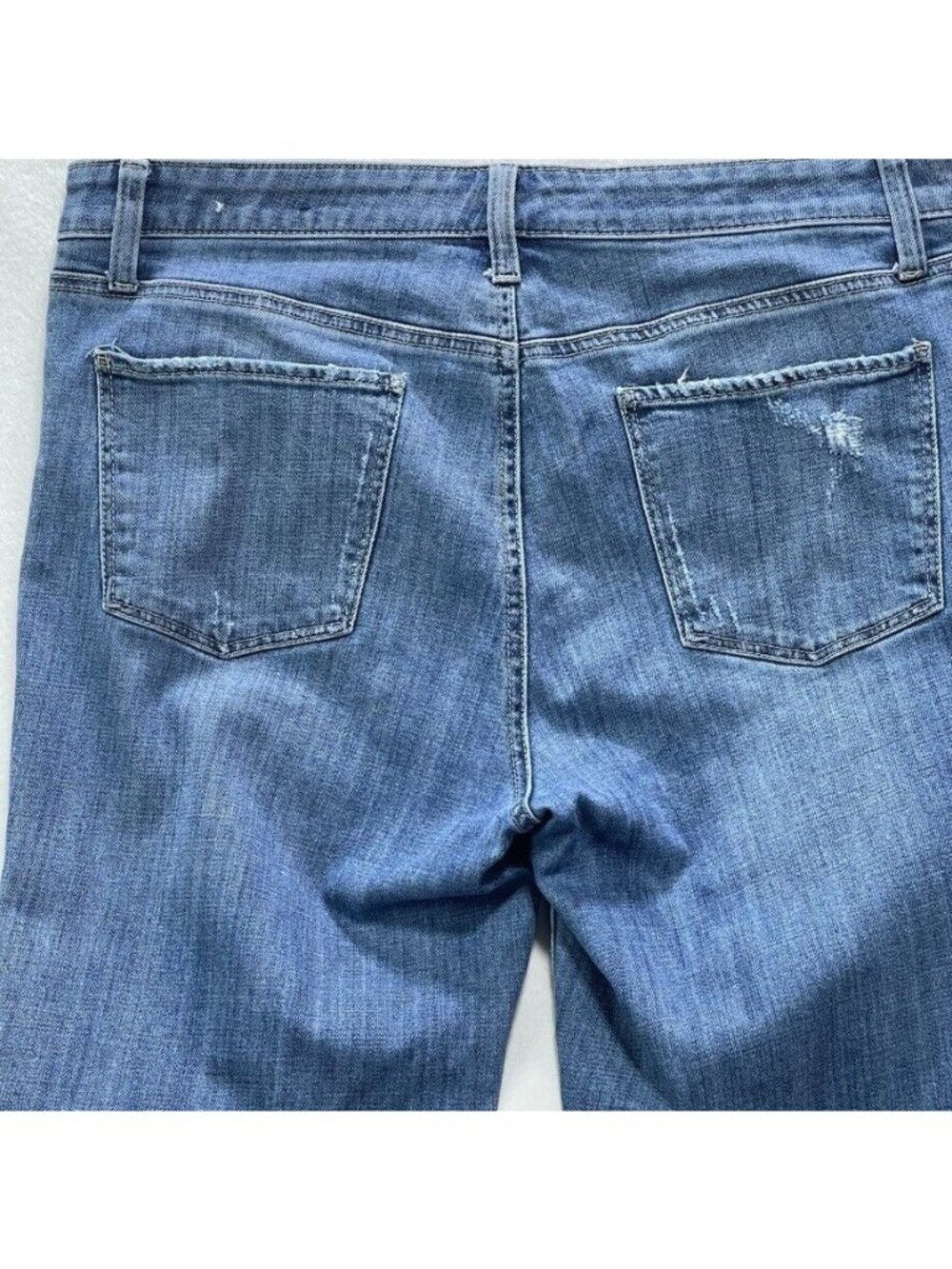 Talbots Flawless Slim Ankle Jeans Size 12 Distressed Raw Hem Medium Wash Stretch - Picture 9 of 12